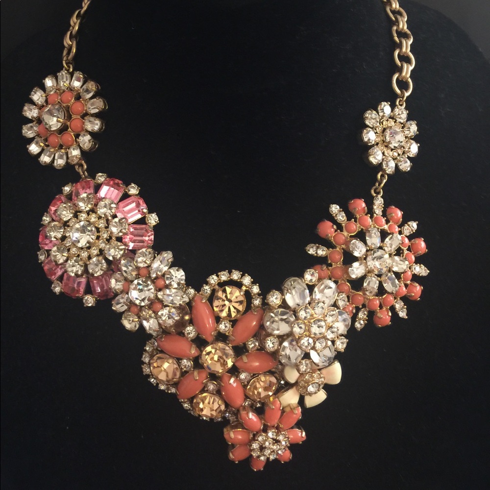 J Crew Coral crystal necklace